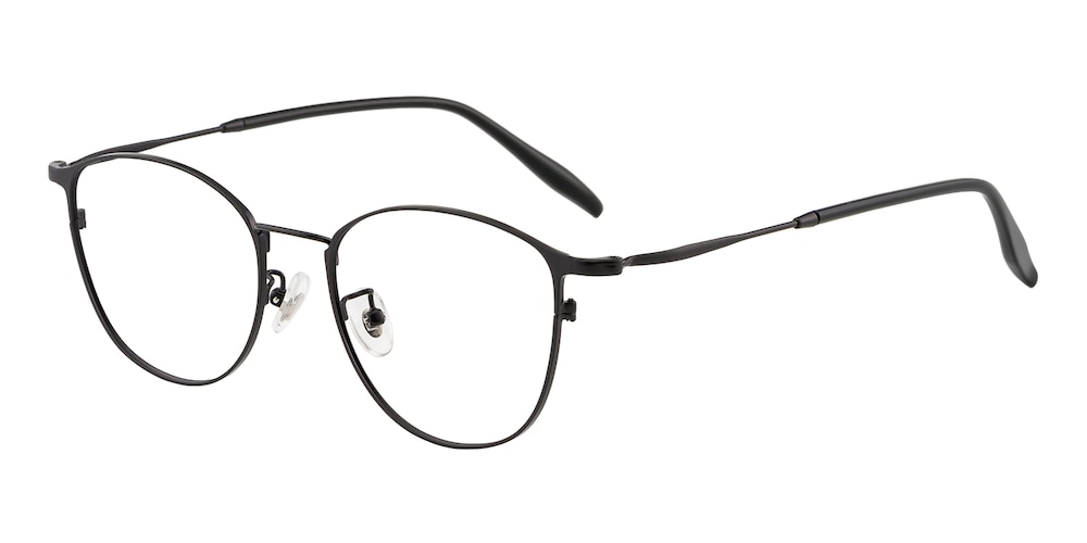 Rochester Black Oval Metal Eyeglasses