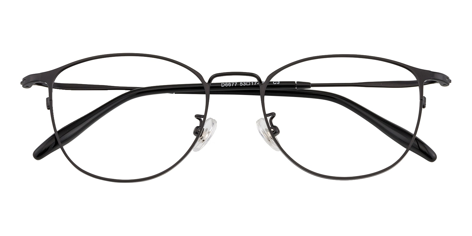 Oval,Classic Wayframe Eyeglasses, Full Frame Black Metal - FM1383