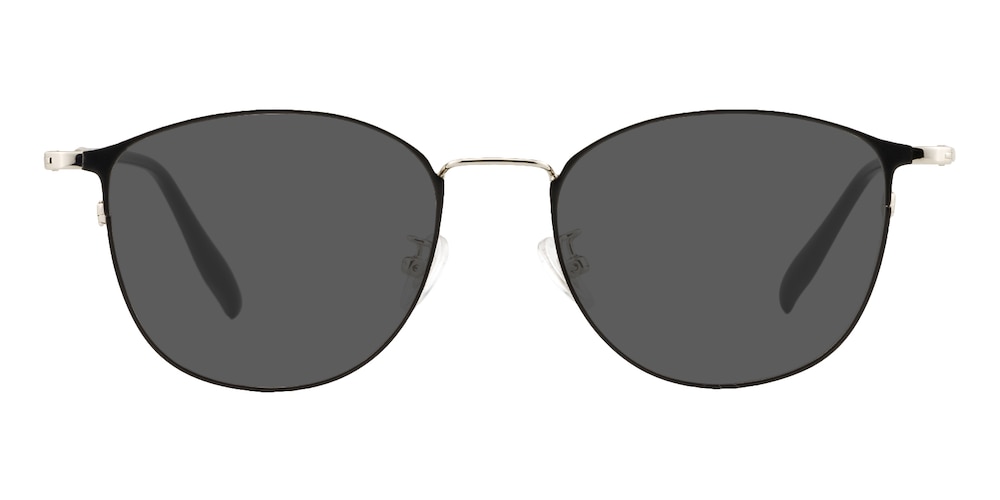 Phoenix Black/Silver Oval Metal Sunglasses