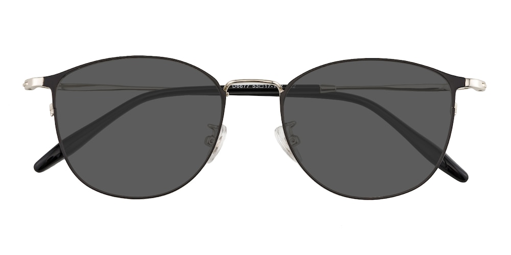 Phoenix Black/Silver Oval Metal Sunglasses