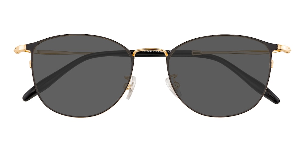Phoenix Black/Golden Oval Metal Sunglasses