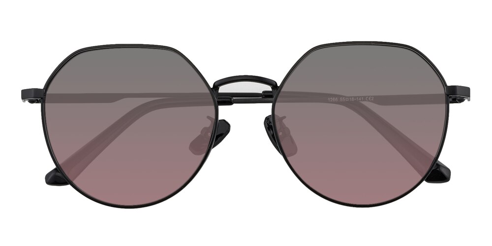 Lora Black Polygon Metal Sunglasses