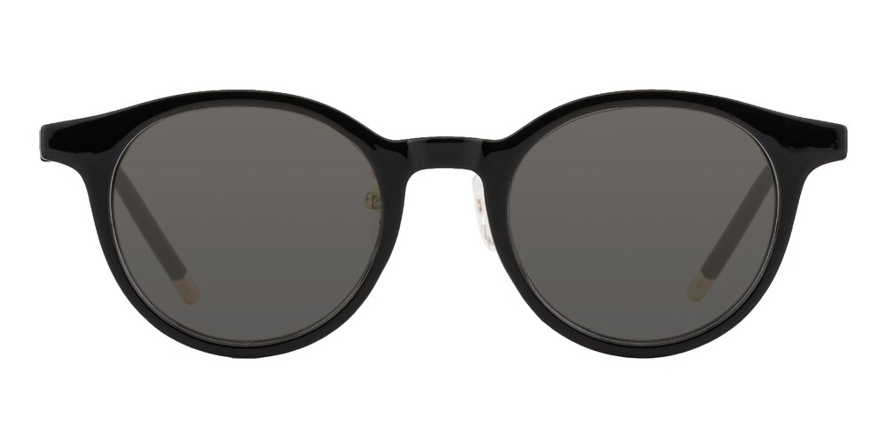 Norma Black Round Plastic Sunglasses