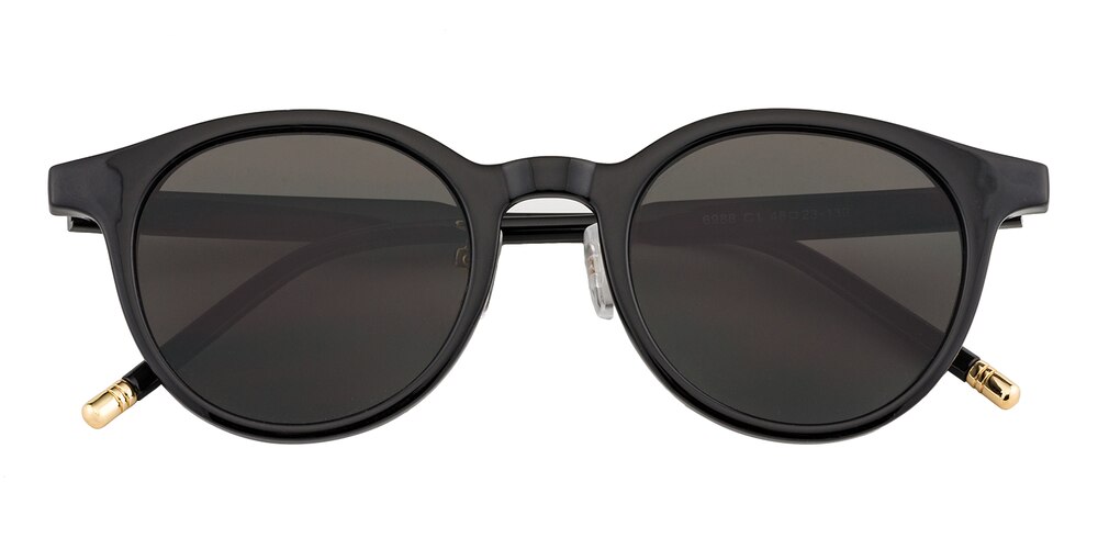 Norma Black Round Plastic Sunglasses