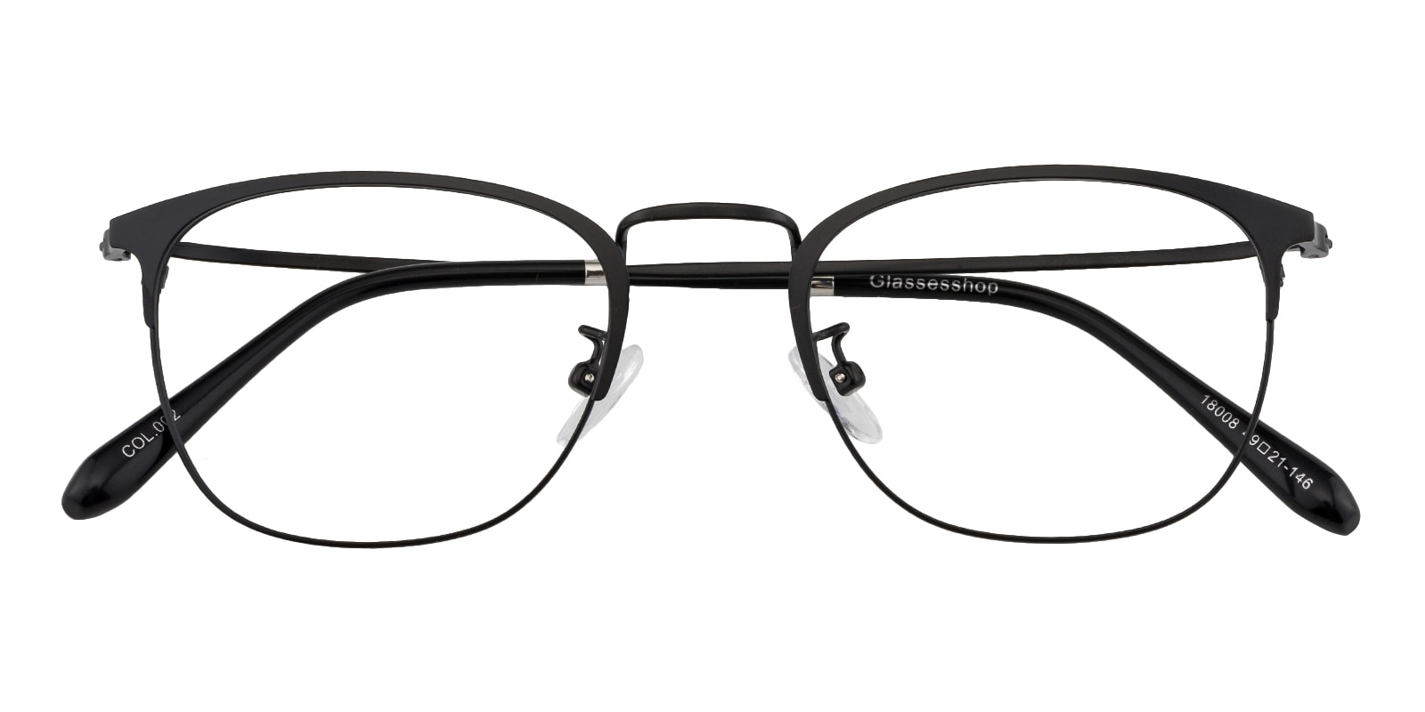 Oval,Classic Wayframe Eyeglasses, Full Frame Black Metal - FM1384