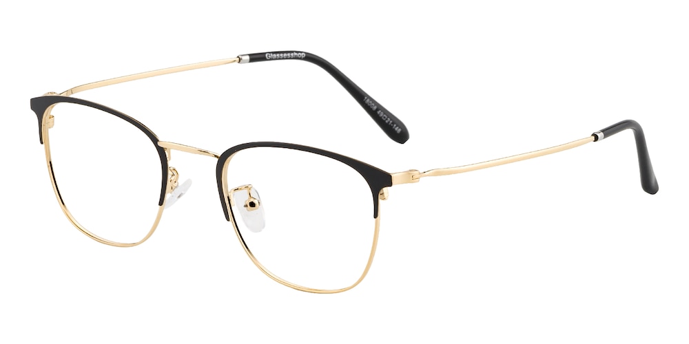 Riverside Black/Golden Oval Metal Eyeglasses