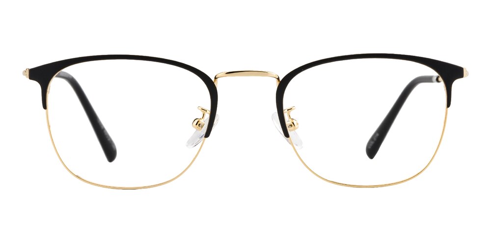 Riverside Black/Golden Oval Metal Eyeglasses