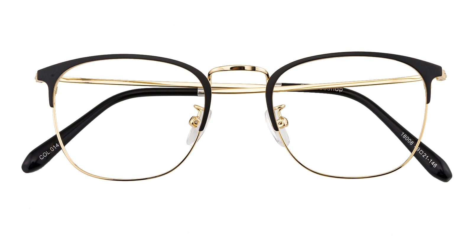Oval,Classic Wayframe Eyeglasses, Full Frame Black/Golden Metal - FM1385