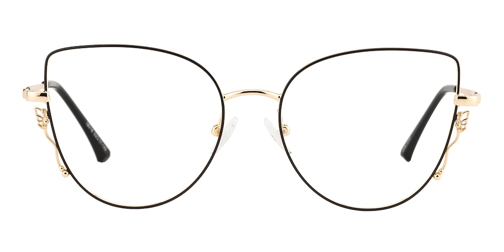 Celia Black/Golden Cat Eye Metal Eyeglasses