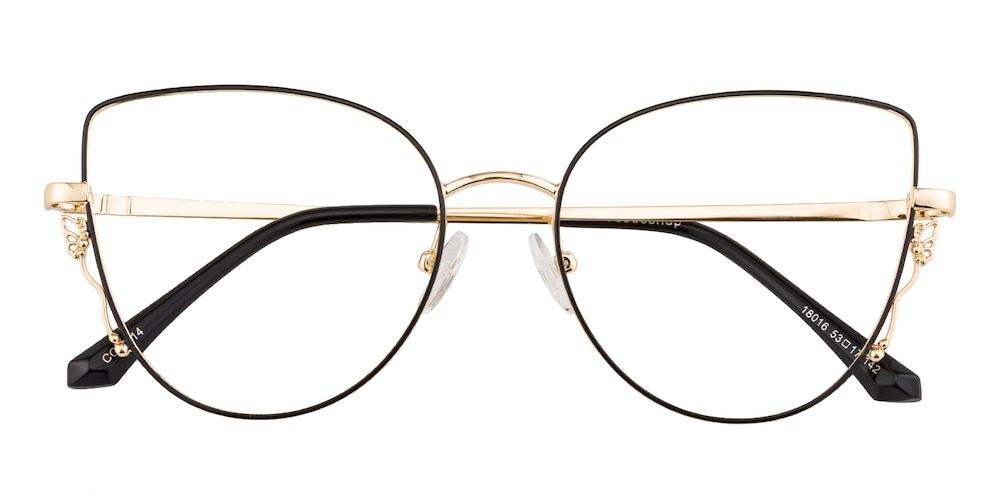 Celia Black/Golden Cat Eye Metal Eyeglasses