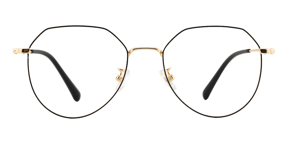 Arda Black/Golden Polygon Titanium Eyeglasses