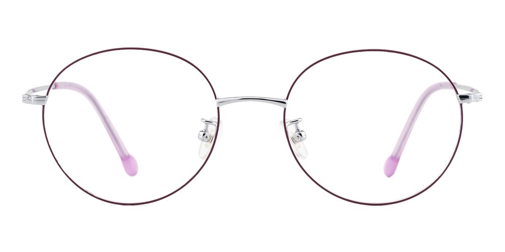 Berenice Purple/Silver Round Titanium Eyeglasses