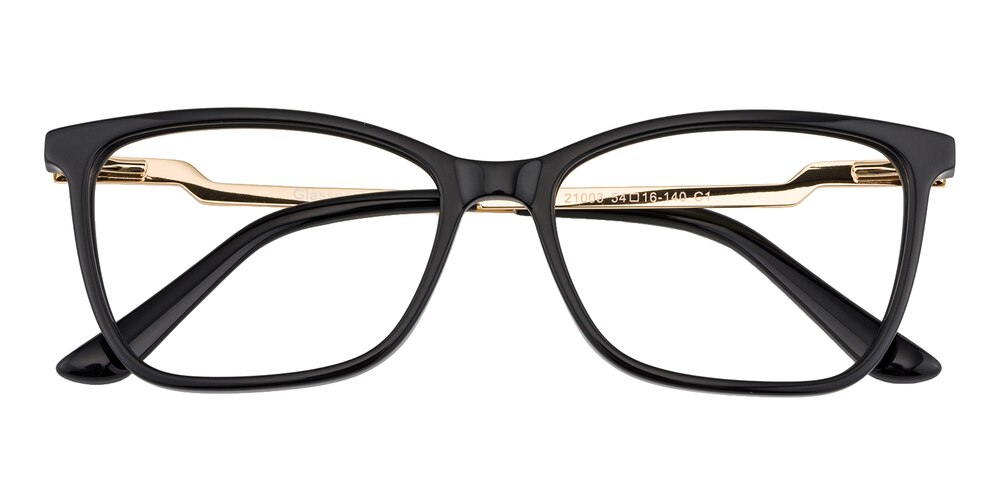 Davina Black/Golden Rectangle Acetate Eyeglasses