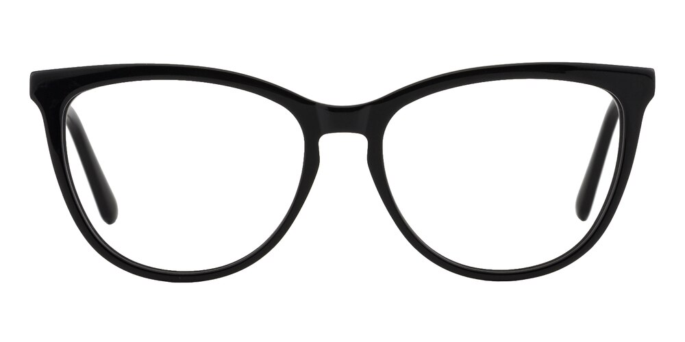 Deanna Black Oval Acetate Eyeglasses