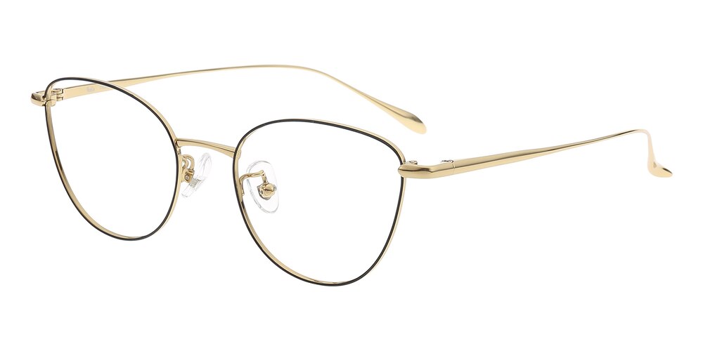 Mill Black/Golden Cat Eye Titanium Eyeglasses