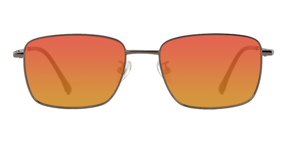 Morse Gunmetal/Orange mirror-coating Rectangle Titanium Sunglasses