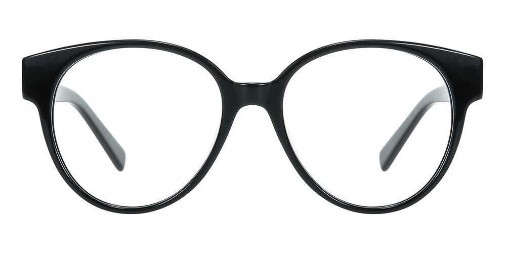 Leigh Black Oval Acetate Eyeglasses