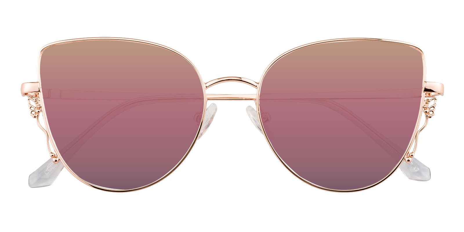 Cat Eye Sunglasses, Full Frame Rose Gold(Rose Gold Mirror-coating) Metal - SUP0711