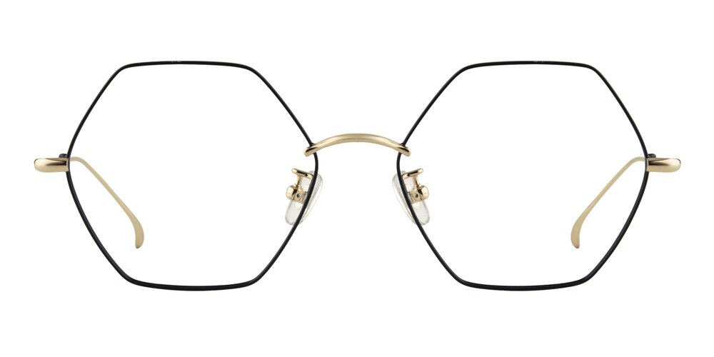Eleanor Black/Golden Polygon Titanium Eyeglasses