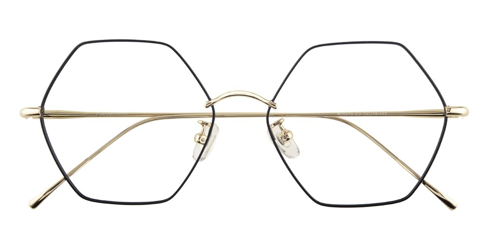 Eleanor Black/Golden Polygon Titanium Eyeglasses