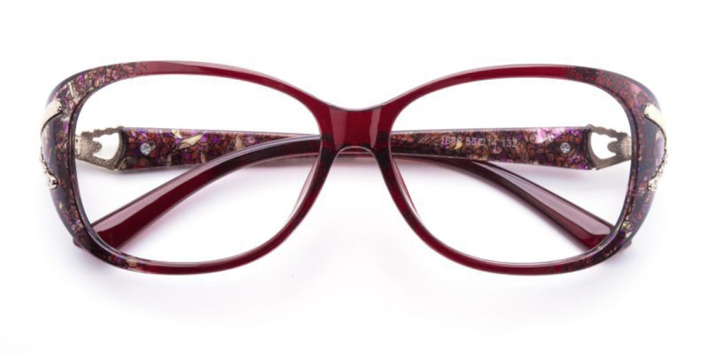 Zoe Red Oval Plastic Eyeglasses