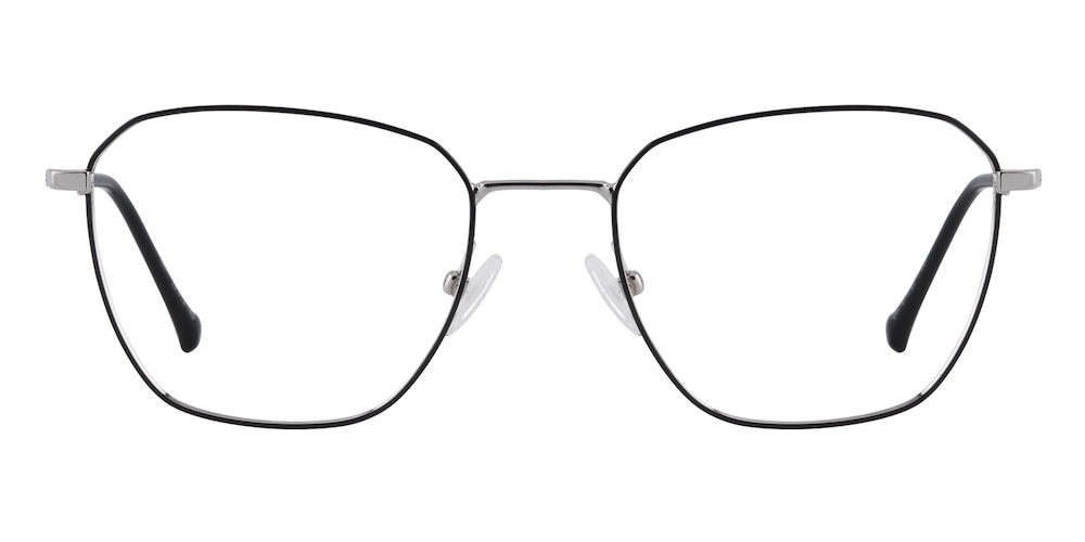 Acadia Black/Silver Polygon Metal Eyeglasses