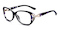 Zoe Black/Purple Oval Plastic Eyeglasses