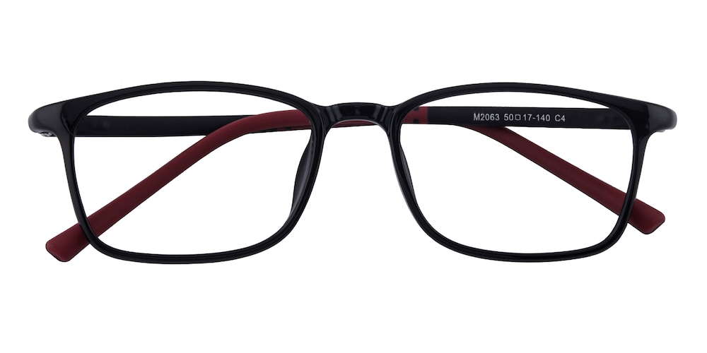 Aurek Black/Red Rectangle TR90 Eyeglasses
