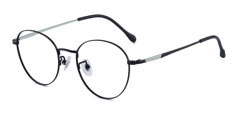 Helots Black Round Titanium Eyeglasses