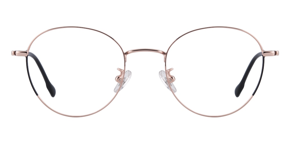 Helots Black/Rose Gold Round Titanium Eyeglasses
