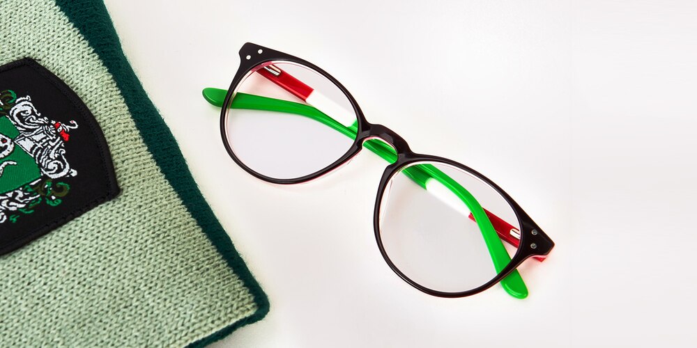 Hickory Brown/Green Round Acetate Eyeglasses