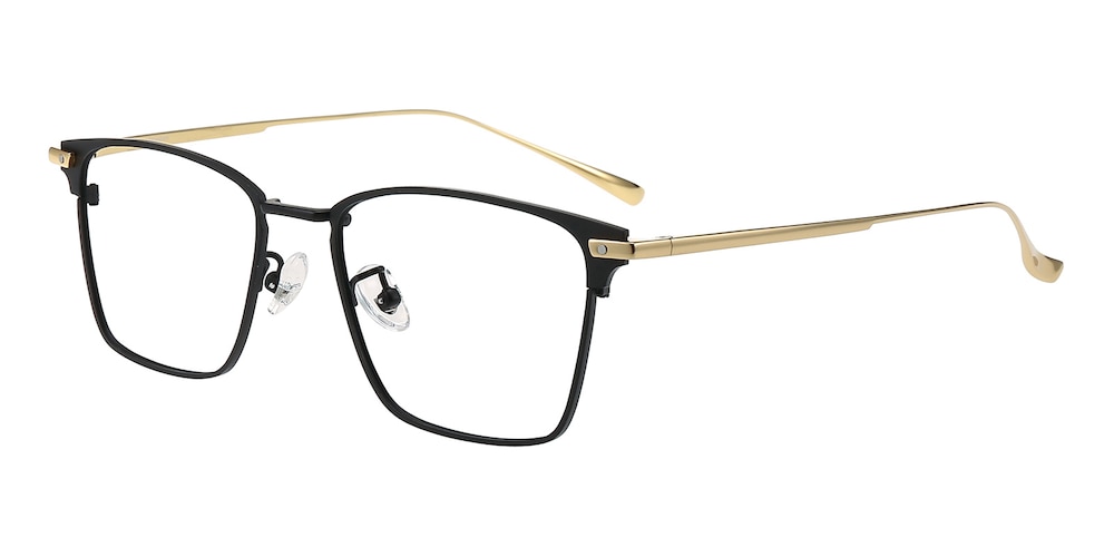 Amiens Black/Golden Classic Wayframe Titanium Eyeglasses