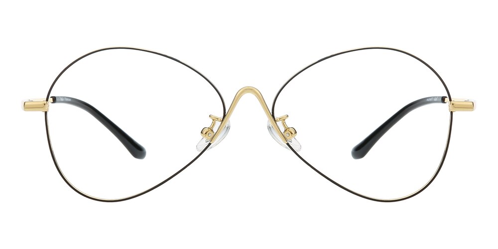 Ithaca Black/Golden Oval Titanium Eyeglasses