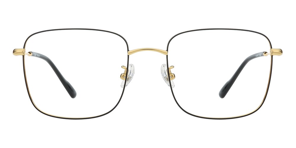 Troy Black/Golden Square Titanium Eyeglasses