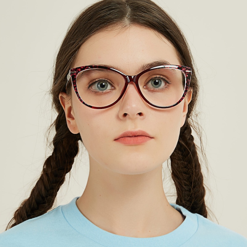 Jean Red/Floral Cat Eye TR90 Eyeglasses