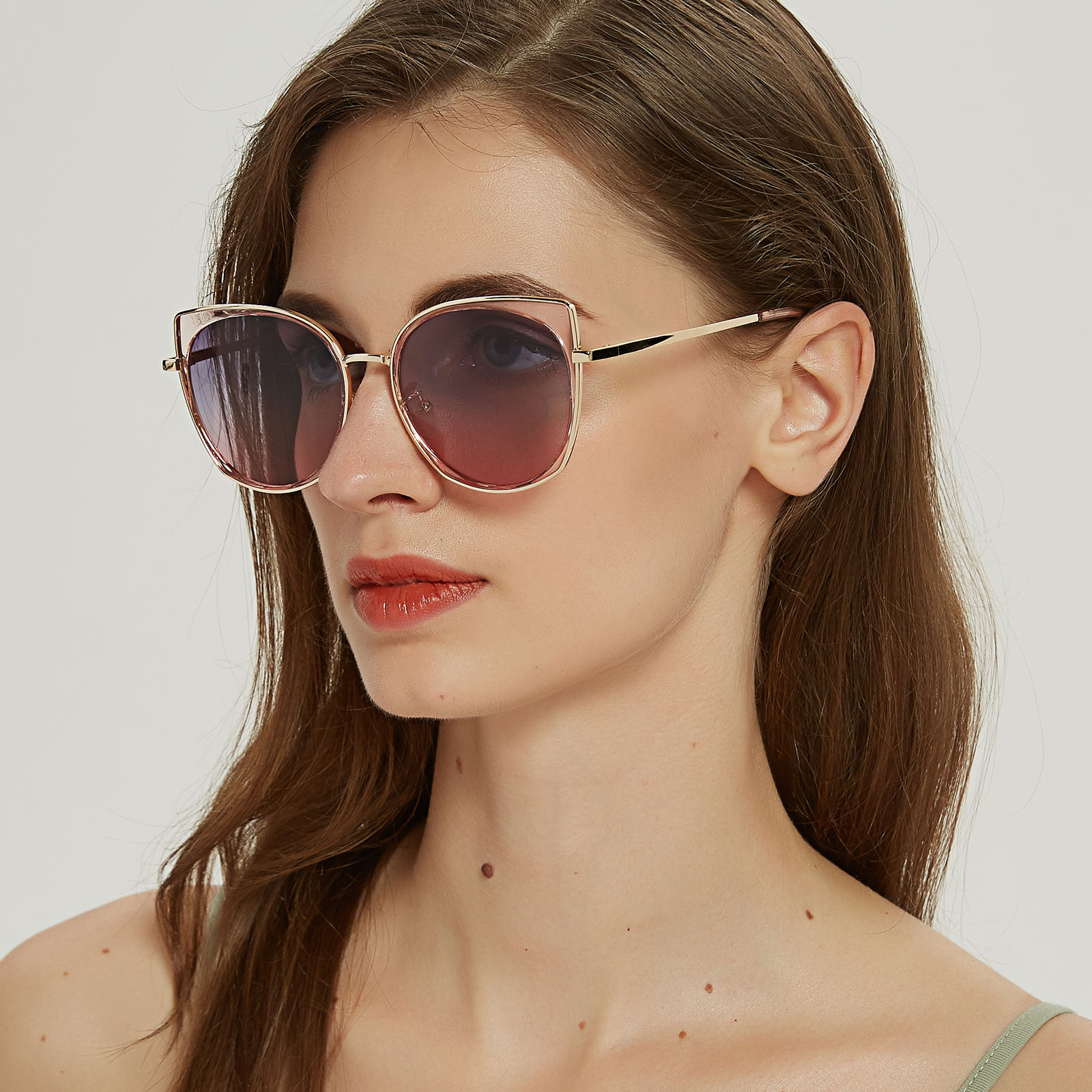 Cat Eye Sunglasses, Full Frame Pink Plastic,Metal,blend Material - SUP0624
