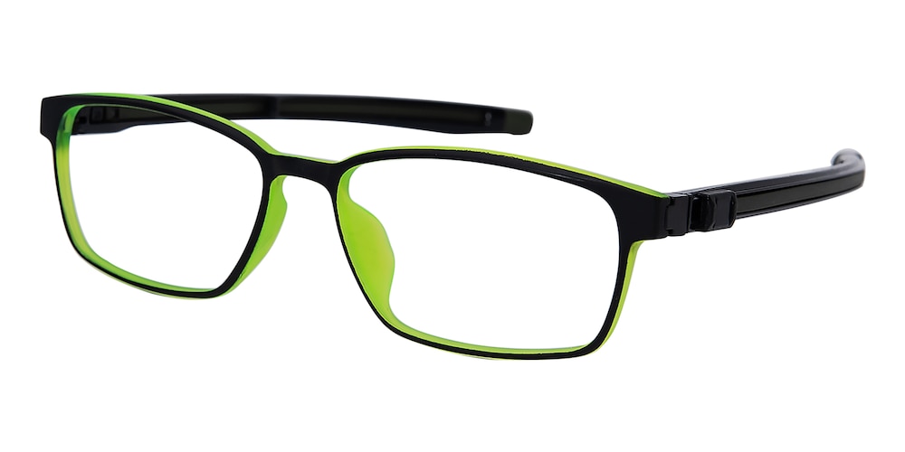 Bend Green/Black Rectangle TR90 Eyeglasses