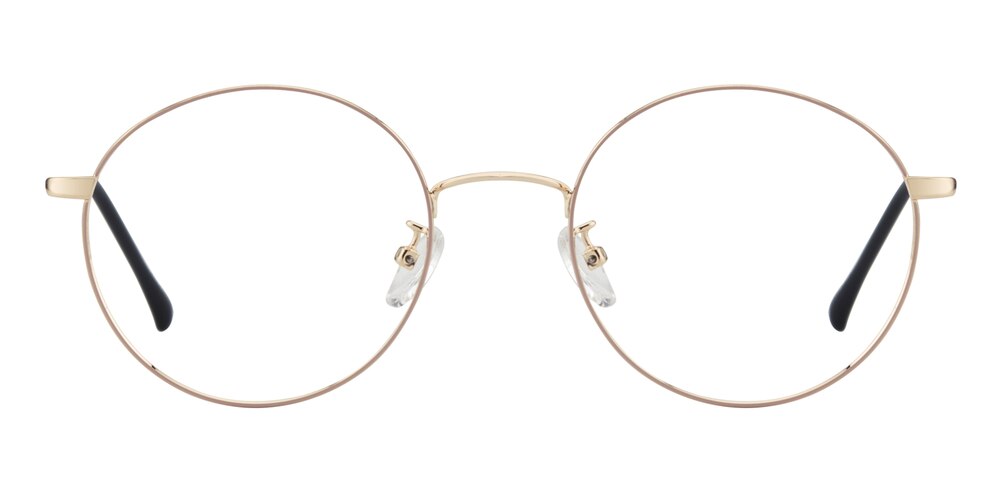 Cleveland Golden/Pink Round Metal Eyeglasses