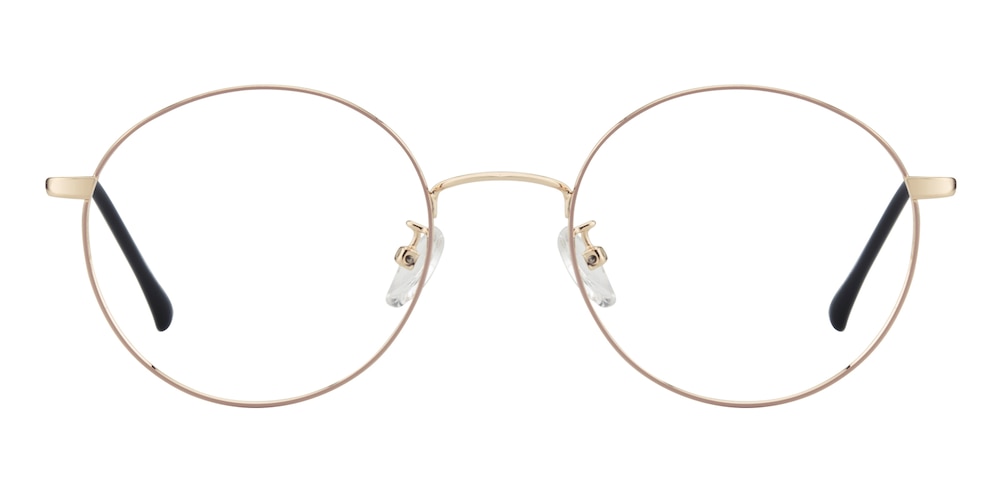 Cleveland Golden/Pink Round Metal Eyeglasses