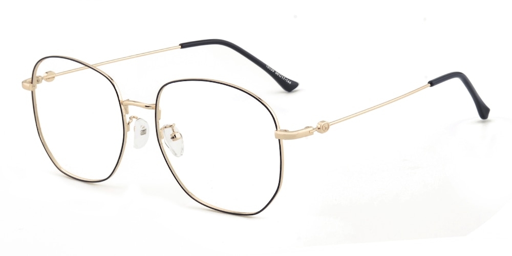 Springfield Black/Golden Square Metal Eyeglasses