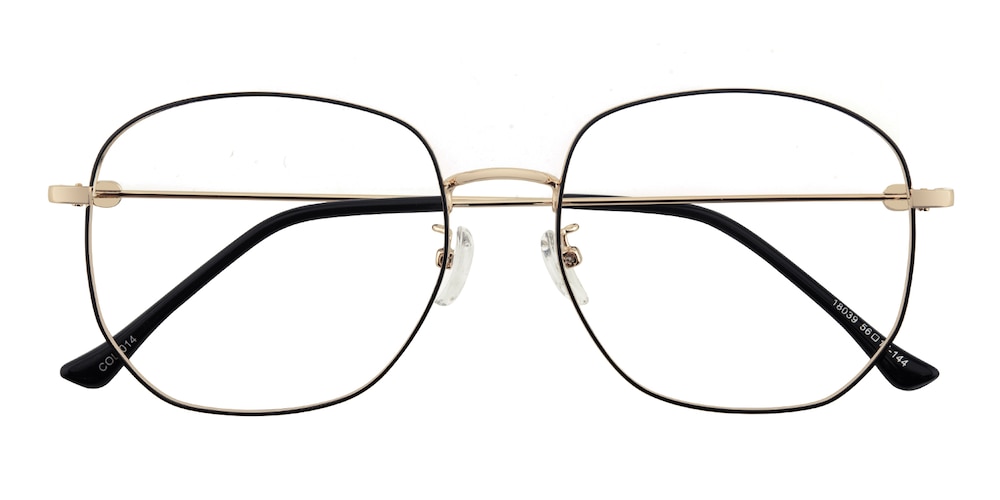 Springfield Black/Golden Square Metal Eyeglasses