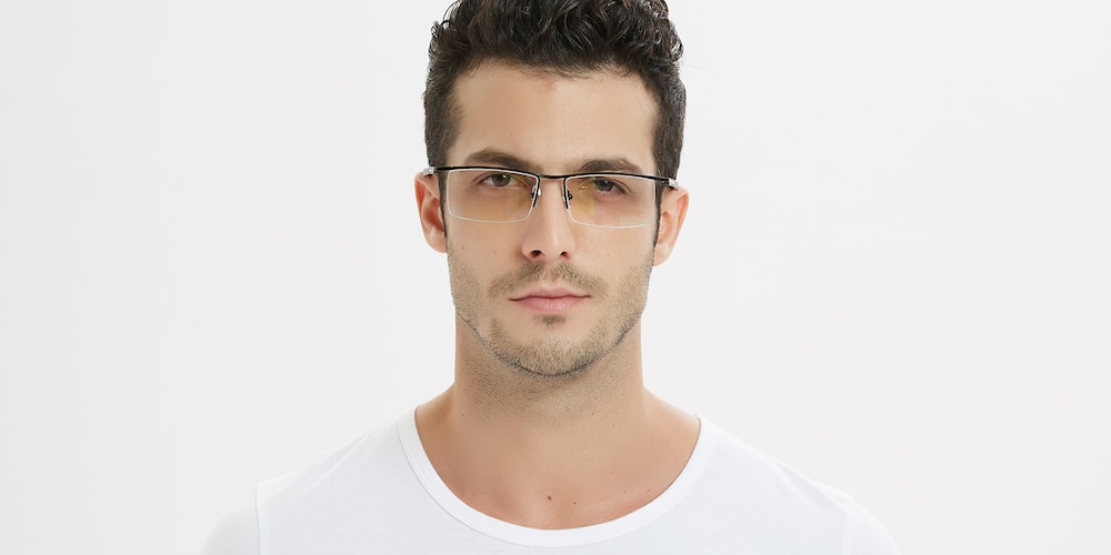 Mick Black Rectangle Metal Eyeglasses