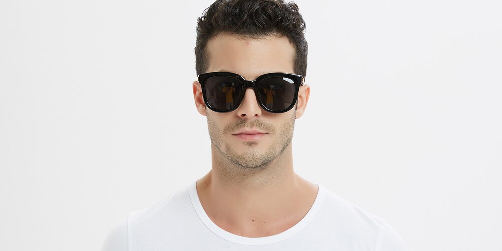 Alexis Black Rectangle TR90 Sunglasses