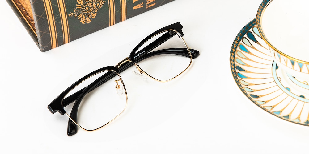 Lizzie Black/Golden Rectangle TR90 Eyeglasses