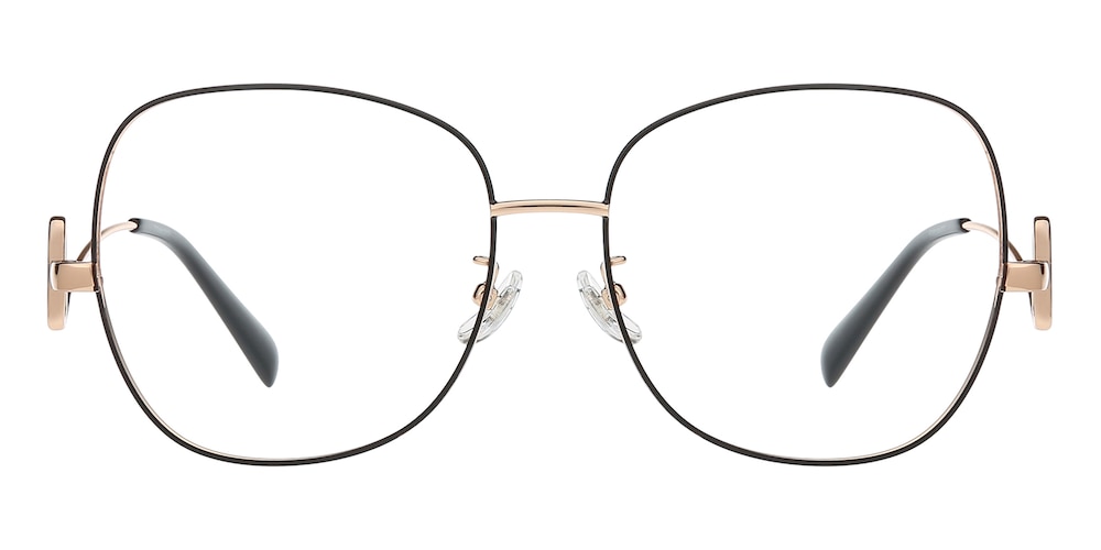 Akron Black/Golden Square Titanium Eyeglasses