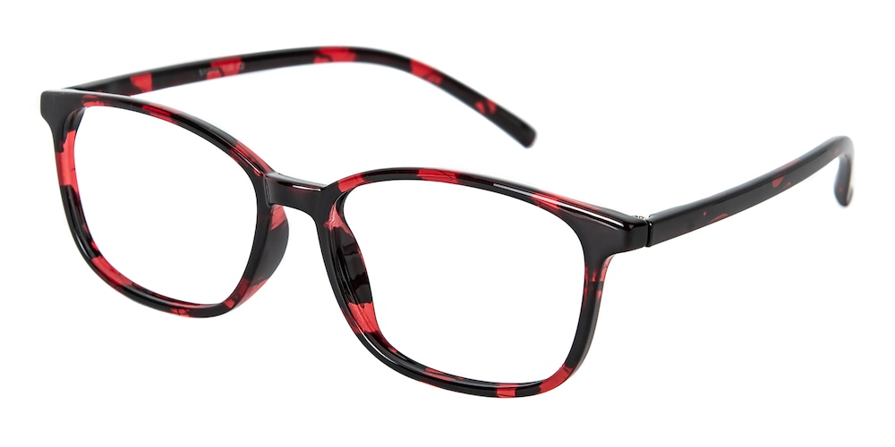 Dinas Black/Red Rectangle TR90 Eyeglasses