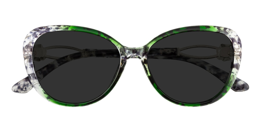 Dorado Green Tortoise Cat Eye Plastic Sunglasses