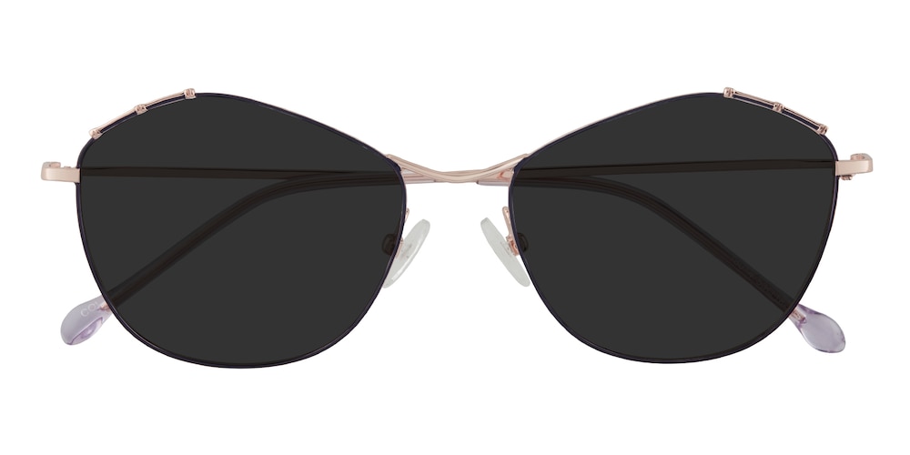 Solana Rose Gold/Black Polygon Metal Sunglasses
