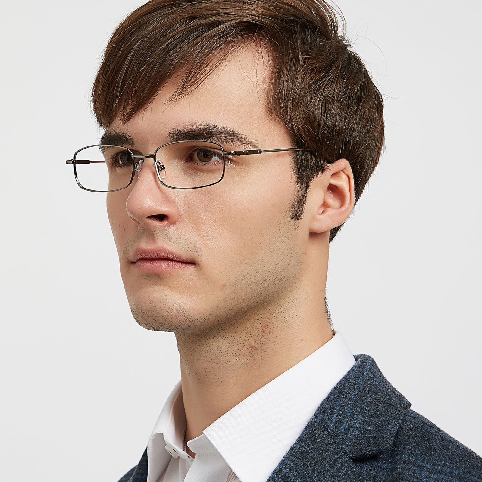 Rectangle Eyeglasses, Full Frame Gunmetal Metal - FM1271