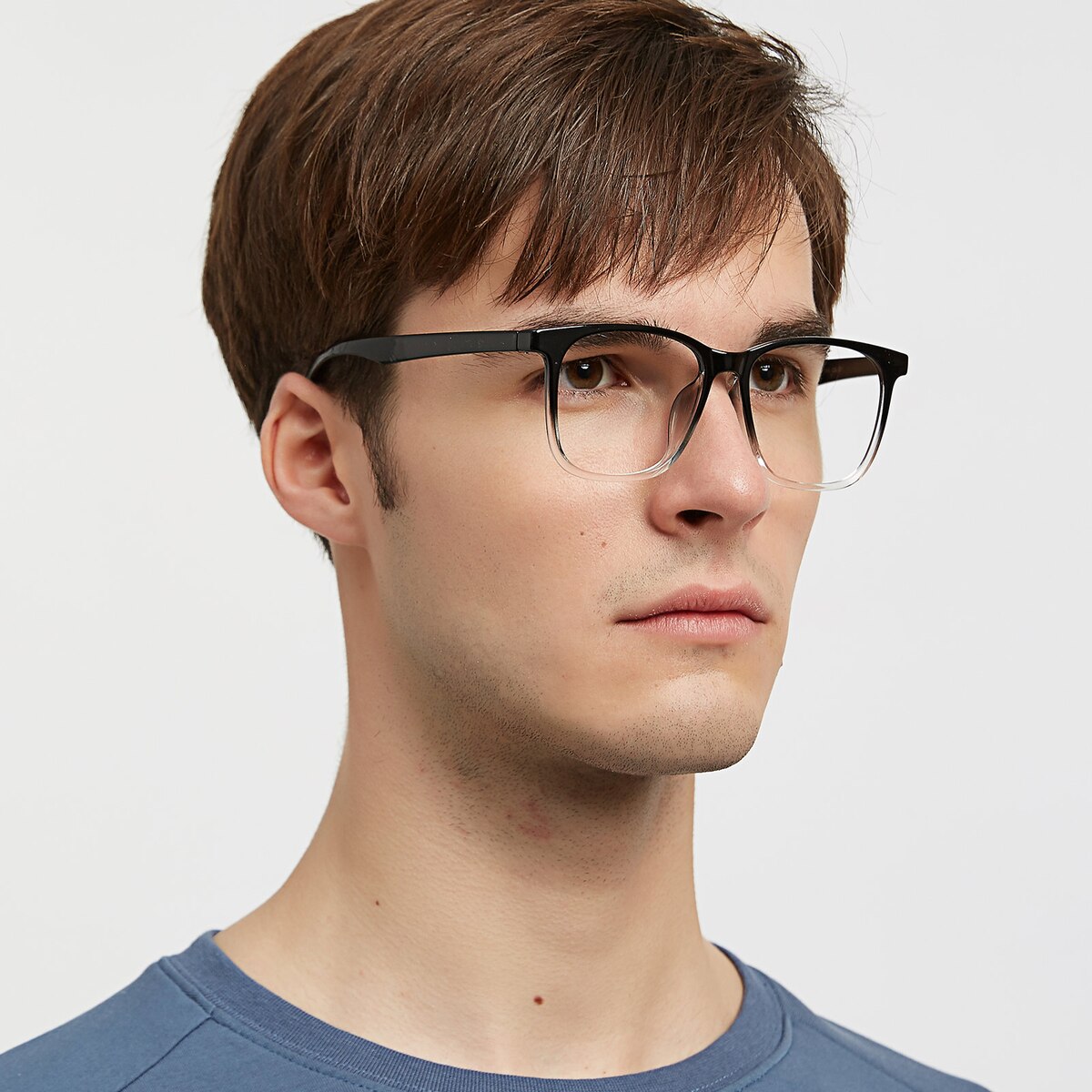 Isaiah Rectangle Black Crystal Full-frame Tr90 Eyeglasses 